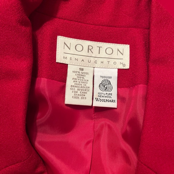 VINTAGE 100% Pure Wool Red Blazer Women's 18 Norton McNaughton Jacket - Picture 9 of 16